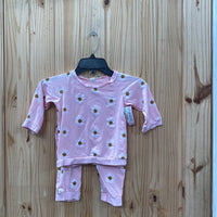 GIRLS 2PC SET PINK W/FLOWERS 100 2T