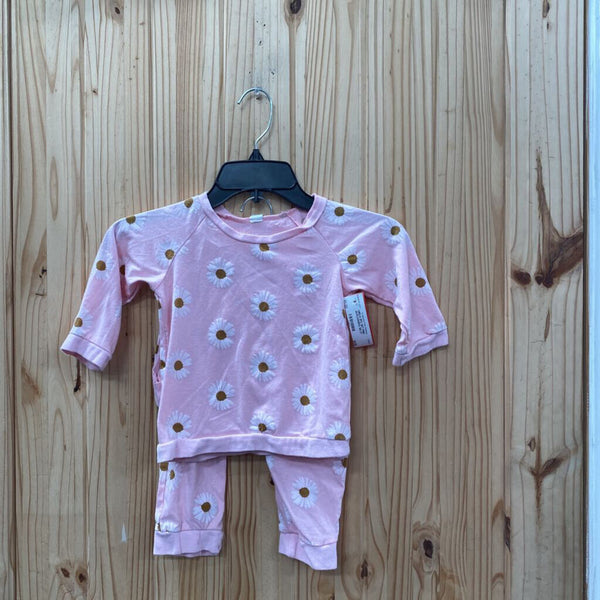 GIRLS 2PC SET PINK W/FLOWERS 100 2T