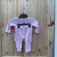 GIRLS 2PC SET PINK W/FLOWERS 100 2T