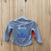 GIRLS UNDER ARMOUR LS GREY SHIRT GIRLS RUN THE WORLD 18M