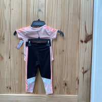 GIRLS BODY GLOVE 2PC SET CORAL/BLK 18M