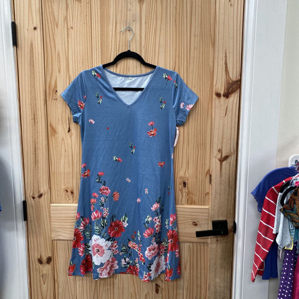 WOMENS TEAL FLORAL DRESS M