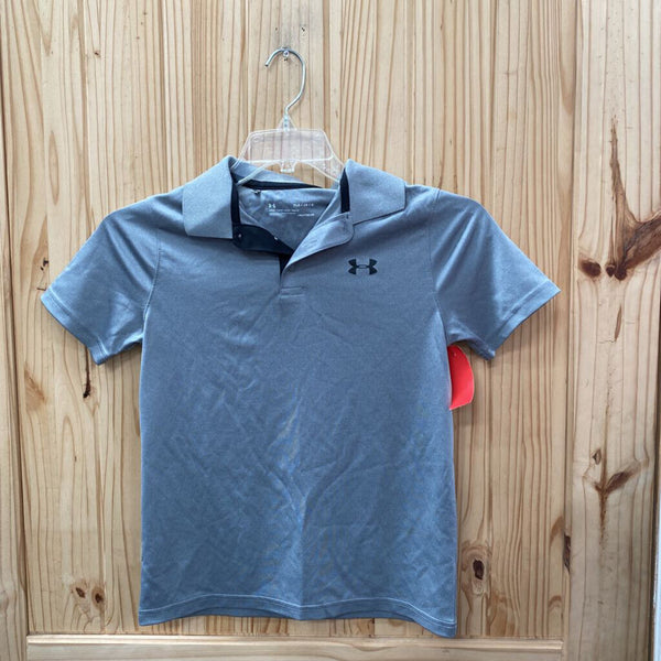 BOYS UNDER ARMOUR POLO SHIRT GREY/BLK YLG 10