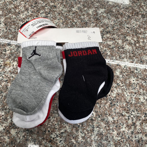 BOYS JORDAN 6 PACK OF SOCKS INFANT 12/24M NEW