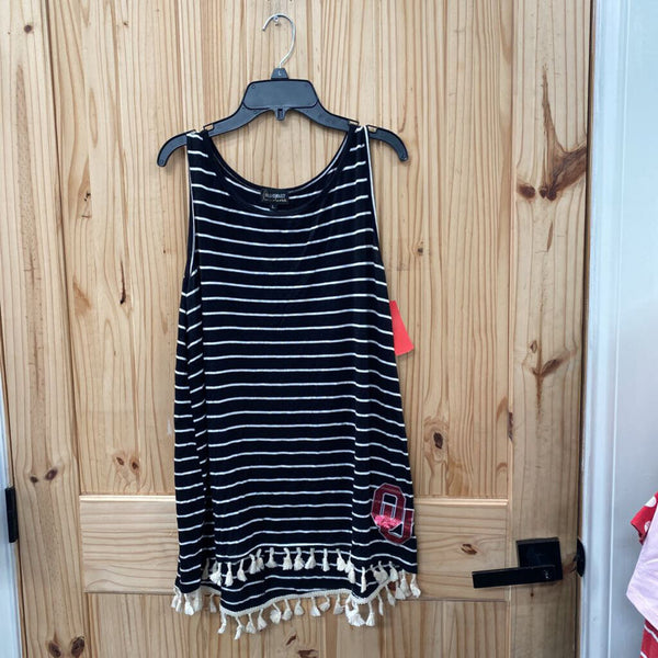 WOMENS OU BLK/WHITE CASUAL TOP L