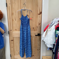 WOMENS PATRONS OF PEACE SL BLUE FLORAL ROMPER S