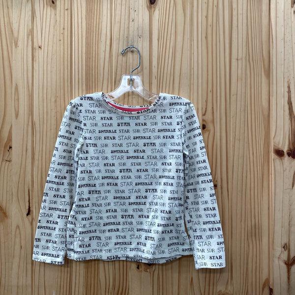 GIRLS 365 KIDS IVORY /BLK LS SHIRT STAR SPARKLE 6
