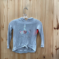 GIRLS BTWEEN GREY LS HOODED SHIRT W/UNICORN 6