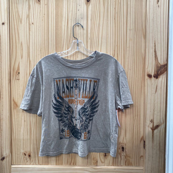 NASHVILLE CROP TOP DK TAUPE SHIRT M