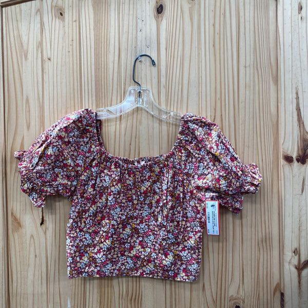WOMEN SIM & SAM MAROON FLORAL CROP TOP L