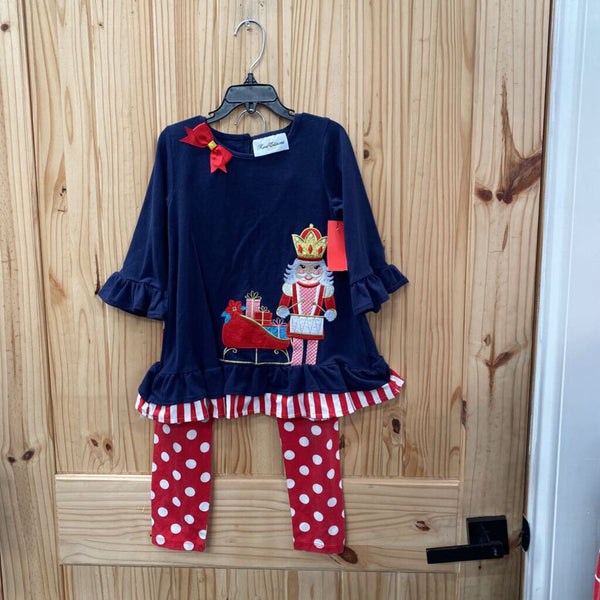 GIRLS RARE EDITIONS 2PC SET RED/WHITE/BLUE W/NUTCRACKER 6