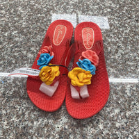 WOMENS FEMINI RED SANDALS W/FLOWERS 8
