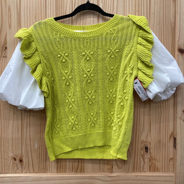 WOMENS ENTRO LIME/WHITE SWEATER S NWT