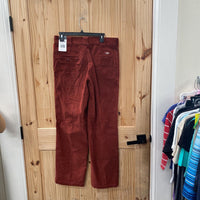MENS DICKIES RED RUST CORDUORY PANTS 32X32 NWT
