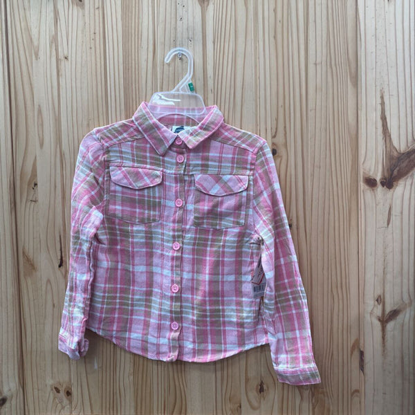 GIRLS PINK FLANEL LS BUTTON UP SHIRT 14 NWT