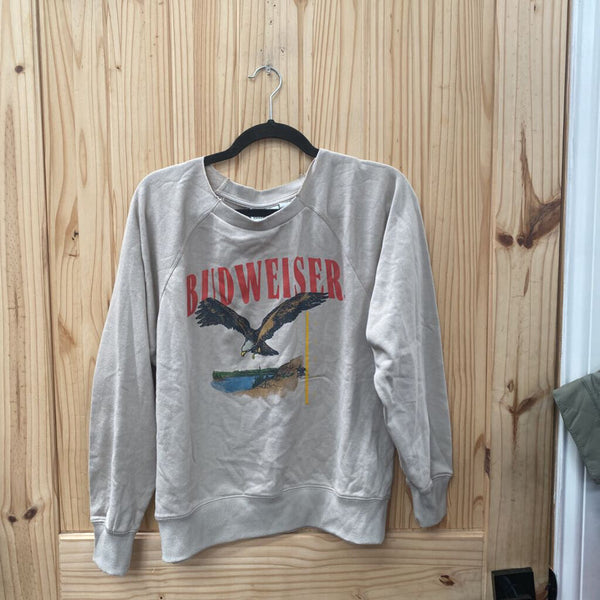 WOMENS BUDWEISER BEIGE SWEATSHIRT S NWT