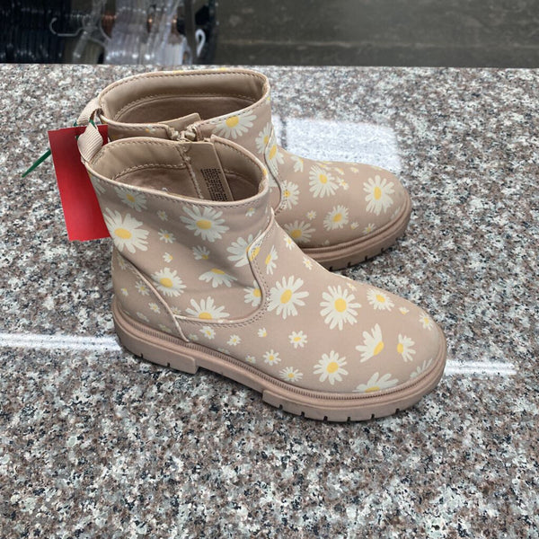 GIRLS CAT & JACK LT PINK ANKLE BOOTS W/FLOWERS 12