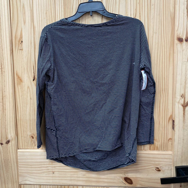 WOMENS LULULEMON BLK/WHITE STRIPE LS SHIRT S