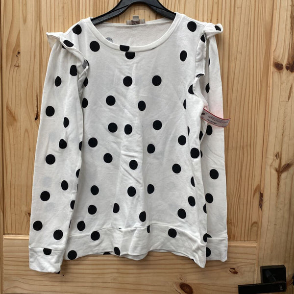 WOMENS THE LOFT LS WHITE SHIRT W/BLK DOTS S