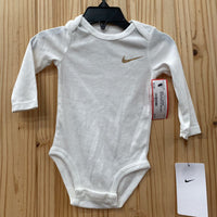 NIKE LS ONESIE WHITE/MAUVE 9M NWT