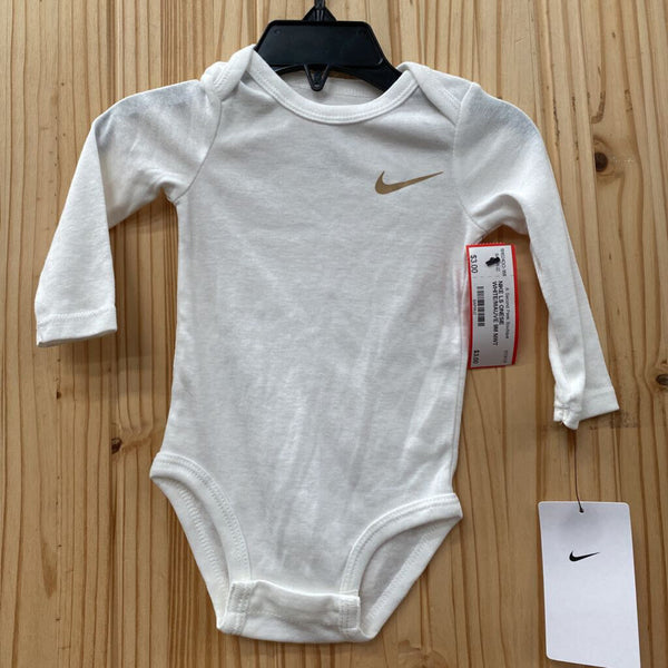 NIKE LS ONESIE WHITE/MAUVE 9M NWT