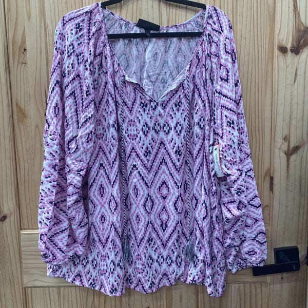 WOMENS LANE BRYANT CASUAL TOP LT PURPLE/WHITE/BLK 22