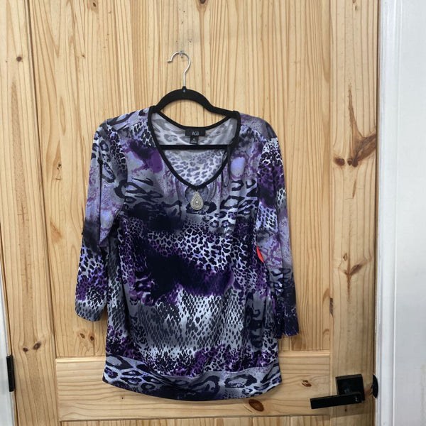 WOMENS AGB CASUAL TOP PURPLE/GREY/BLK XL