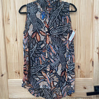 WOMENS H&M CASUAL TOP BLK/TAUPE/BROWN 10
