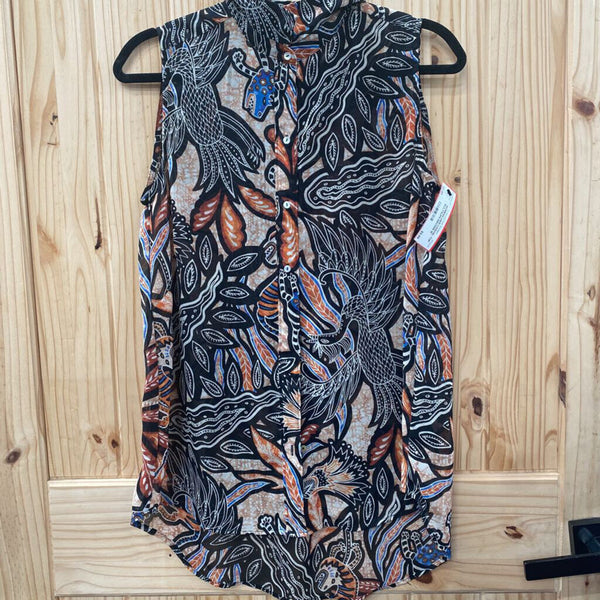 WOMENS H&M CASUAL TOP BLK/TAUPE/BROWN 10
