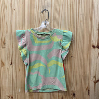 WOMENS ZARA CASUAL TOP LIME/BEIGE/YELLOW S