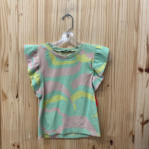 WOMENS ZARA CASUAL TOP LIME/BEIGE/YELLOW S