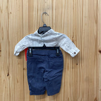 BOYS LITTLE LAD 2PC SET WHITE/BLUE 0/3M