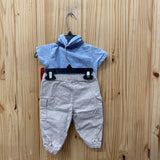 BOYS LITTLE LAD 2PC SET LT BLUE/TAN 3/6M