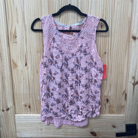 WOMENS REWIND PINK SL TOP W/FLOWERS XXL