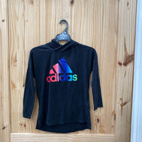 GIRLS ADIDAS BLK LS HOODED SHIRT M 10/12