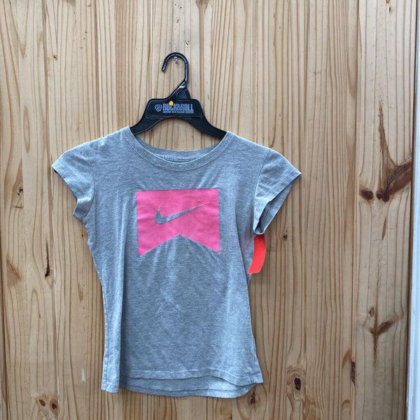GIRLS NIKE SHIRT GREY/PINK M 10/12
