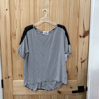 WOMENS CHICOS CASUAL TOP BLK/WHITE STRIPE 1