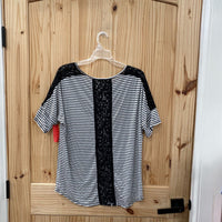 WOMENS CHICOS CASUAL TOP BLK/WHITE STRIPE 1