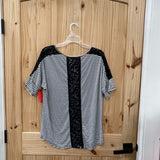 WOMENS CHICOS CASUAL TOP BLK/WHITE STRIPE 1
