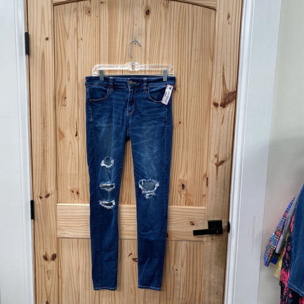 WOMENS AMERICAN EAGLE DENIM DIST. JEANS 10 LONG