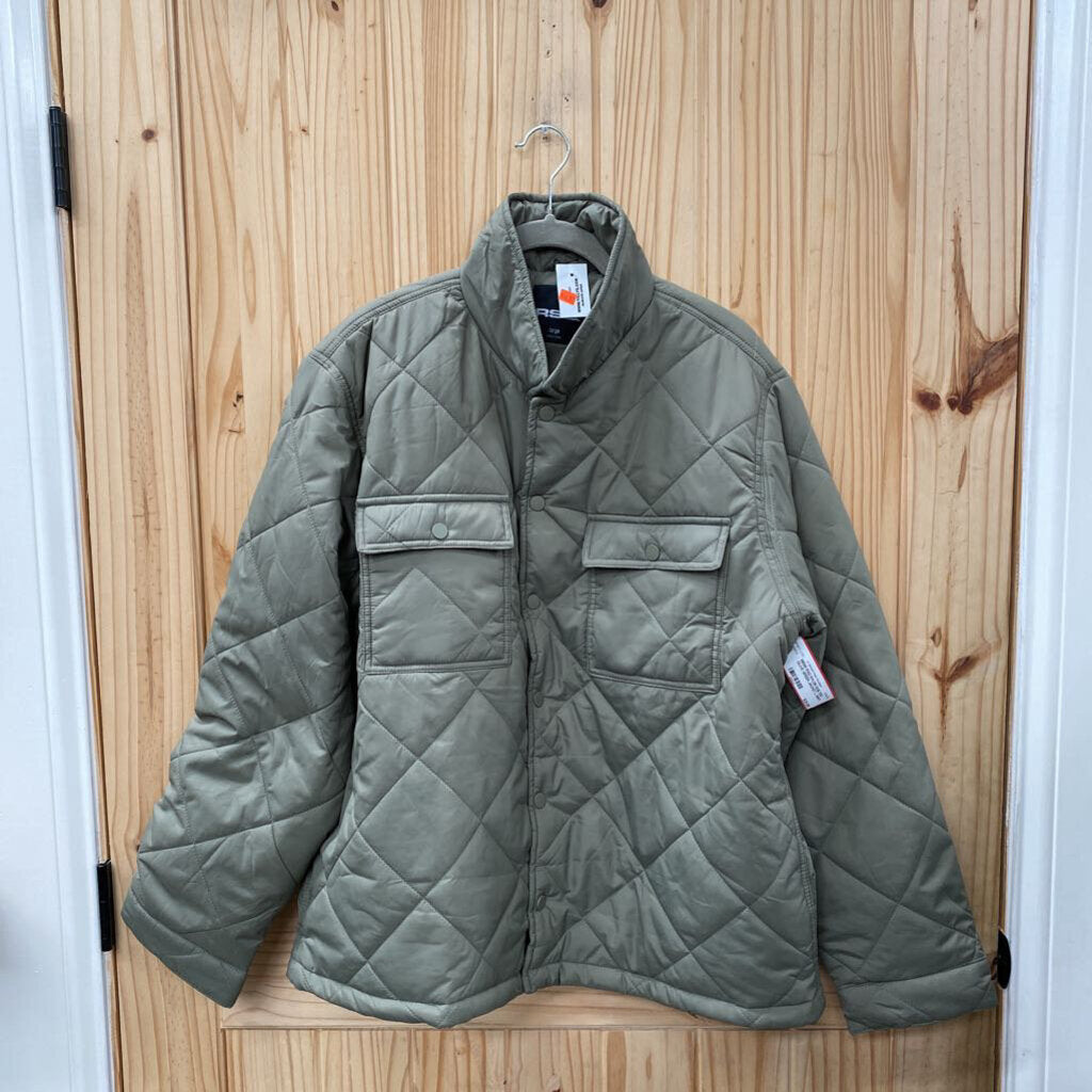 MENS RSQ NYLON QUILTED OLIVE GREEN JACKET L NWT
