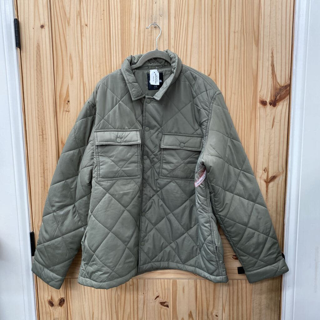 MENS RSQ NYLON QUILTED OLIVE GREEN JACKET L NWT