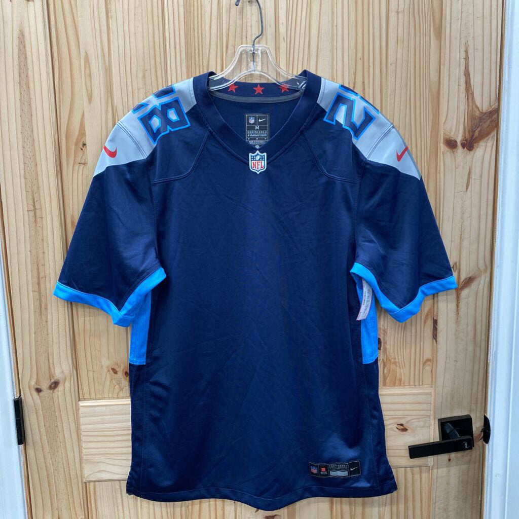 MENS NIKE NFL JERSEY SHIRT #28 NAVY BLUE/SKY BLUE M NWOT
