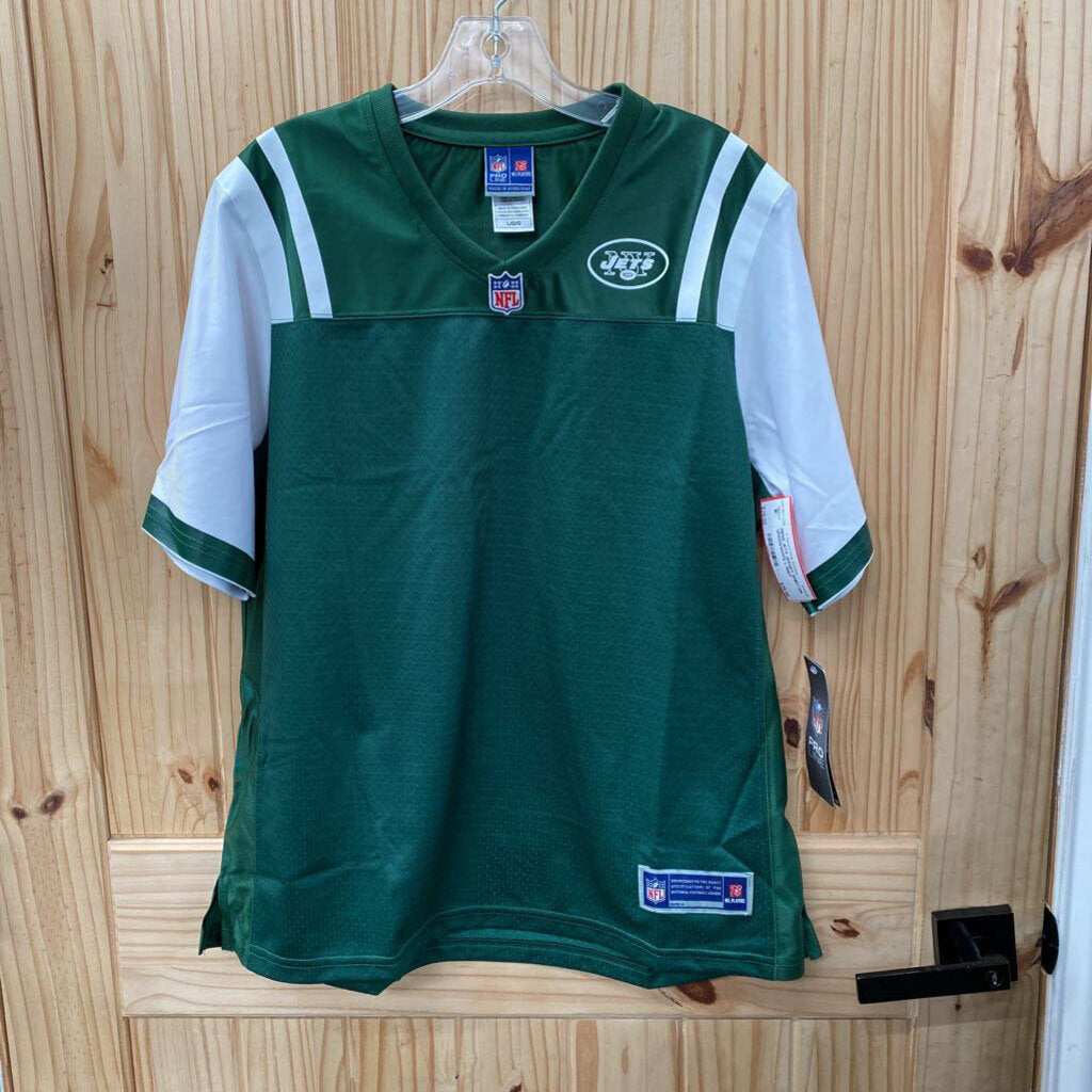 MENS JETS JERSEY SHIRT DK GREEN/WHITE L NWT