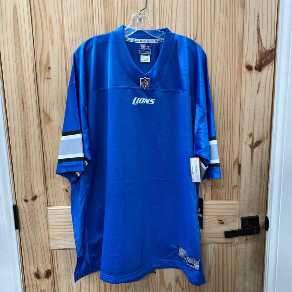 MENS LIONS NFL JERSEY SHIRT SKY BLUE/WHITE/BLK/GREY 2XL NWT