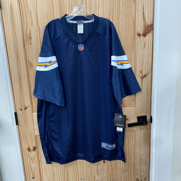MENS SAN DIEGO CHARGERS JERSEY SHIRT NAVY BLUE/WHITE/YELLOW 2XL NWT