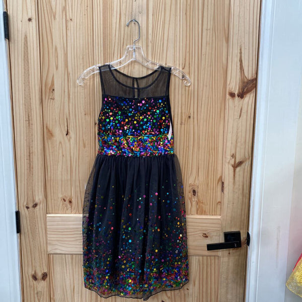 GIRLS SPEECHLESS BLK/MULTI COLOR SEQUIN DRESS 12