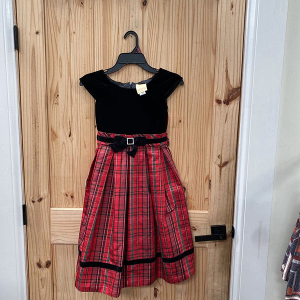 GIRLS DOLLIE & ME CASUAL DRESS BLK/RED PLAID 12