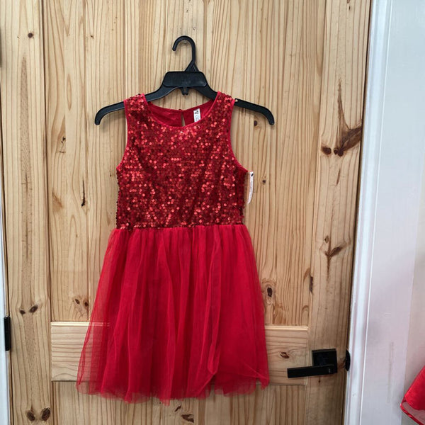 GIRLS CHEROKEE RED SL SEQUIN DRESS L 10/12