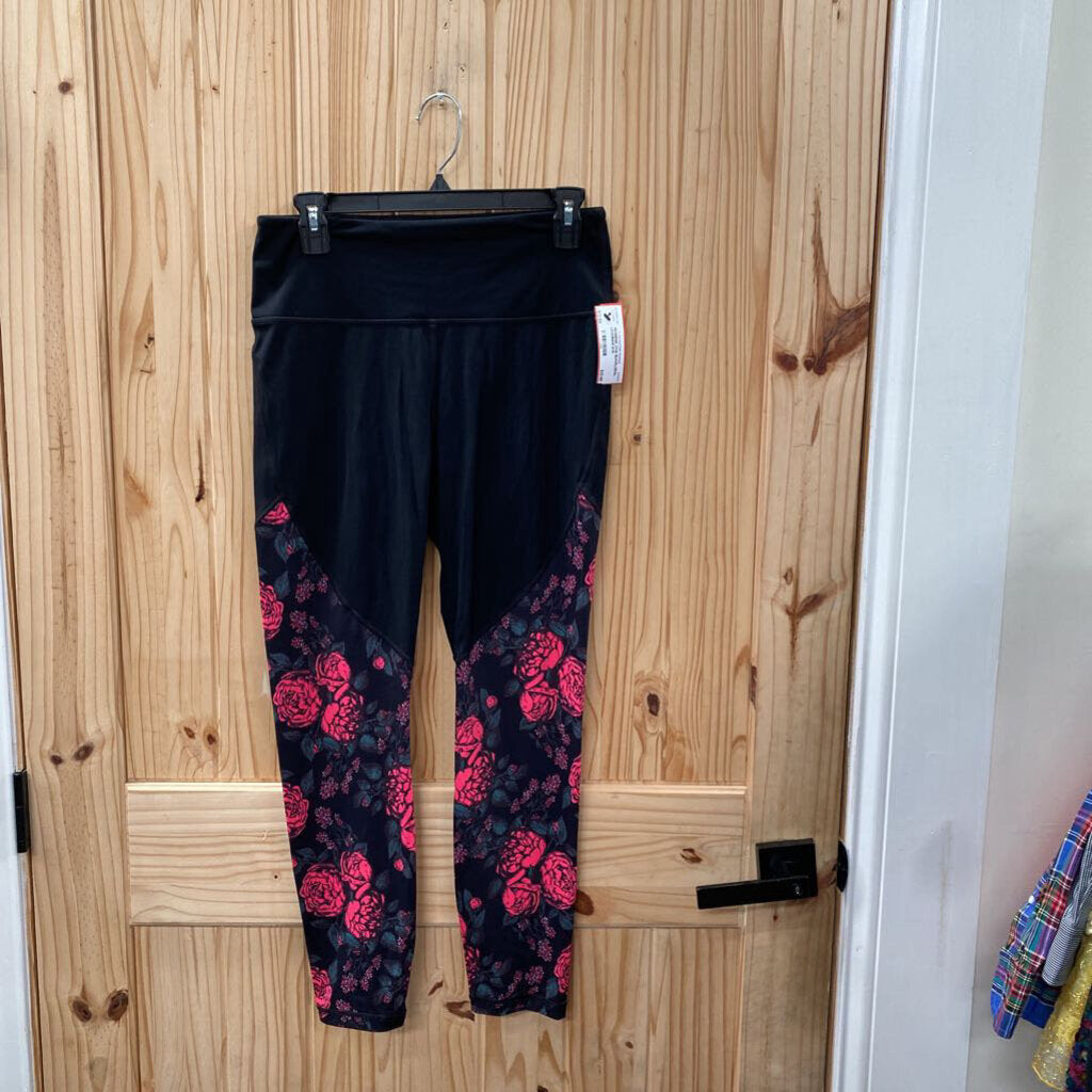 WOMENS ZYIA BLK/FLORAL LEGGINGS 8/10